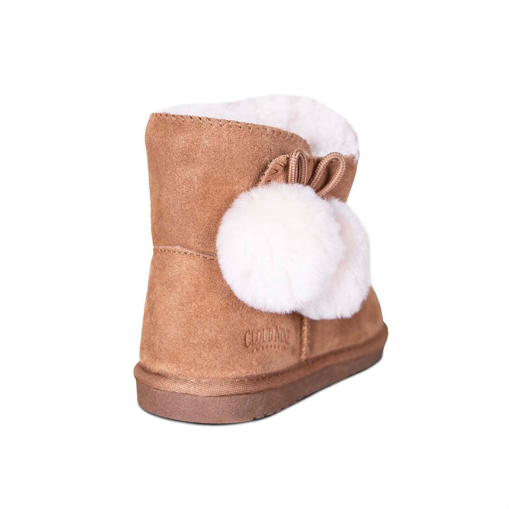 Kids' Sheepskin Pom Pom Boot - Chestnut