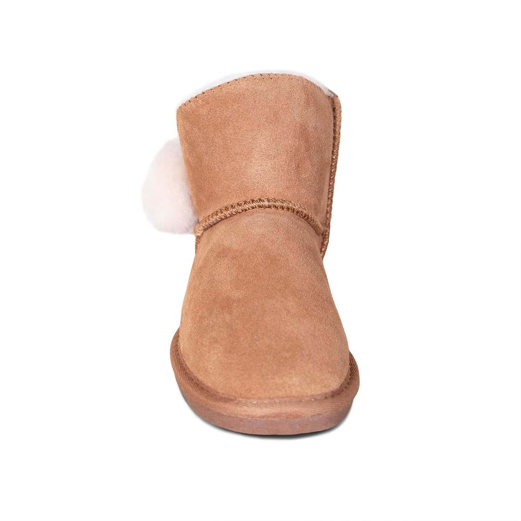 Kids' Sheepskin Pom Pom Boot - Chestnut