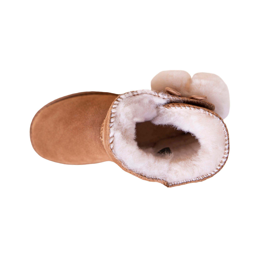 Kids' Sheepskin Pom Pom Boot - Chestnut
