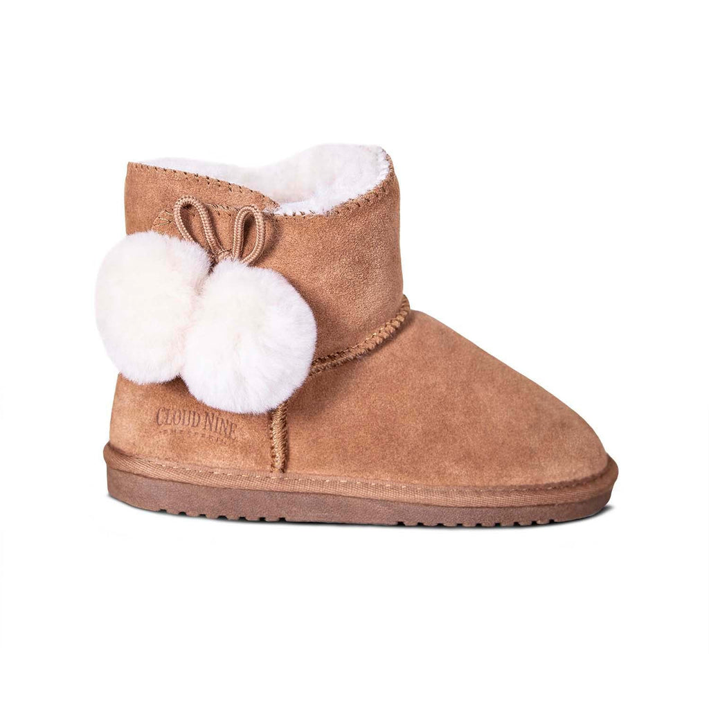 Kids' Sheepskin Pom Pom Boot - Chestnut